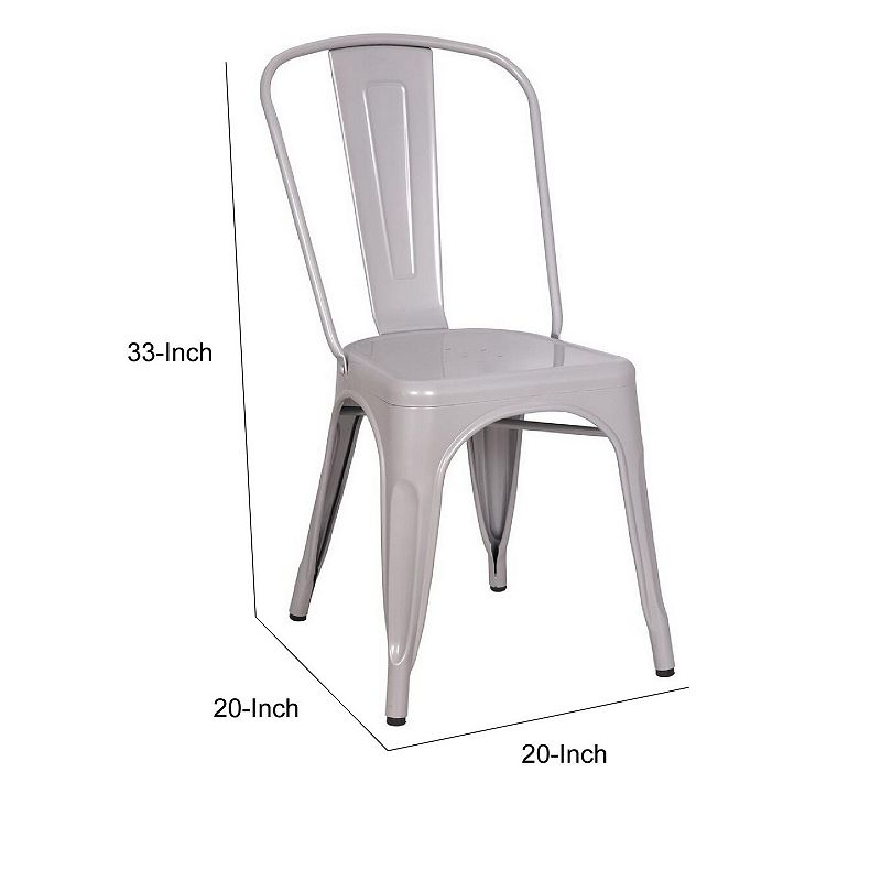 Steel Side Chair (Set 2)， Silver