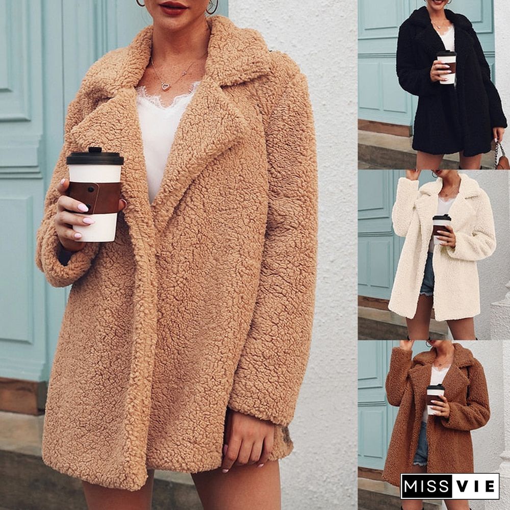 Fur Coat Fleece Sweatshirts Cardigan Female Autumn Winter Coat Women Overcoat Plush Jacket Mujer Chaqueta Mujer