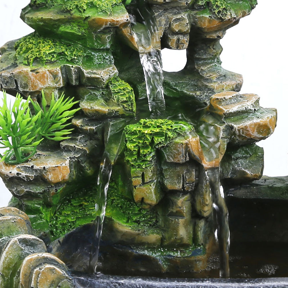 Miumaeov Resin Desktop Atomizing Rockery Fountain Waterfall+LED Lamp for Decor Electric Home Office Desk