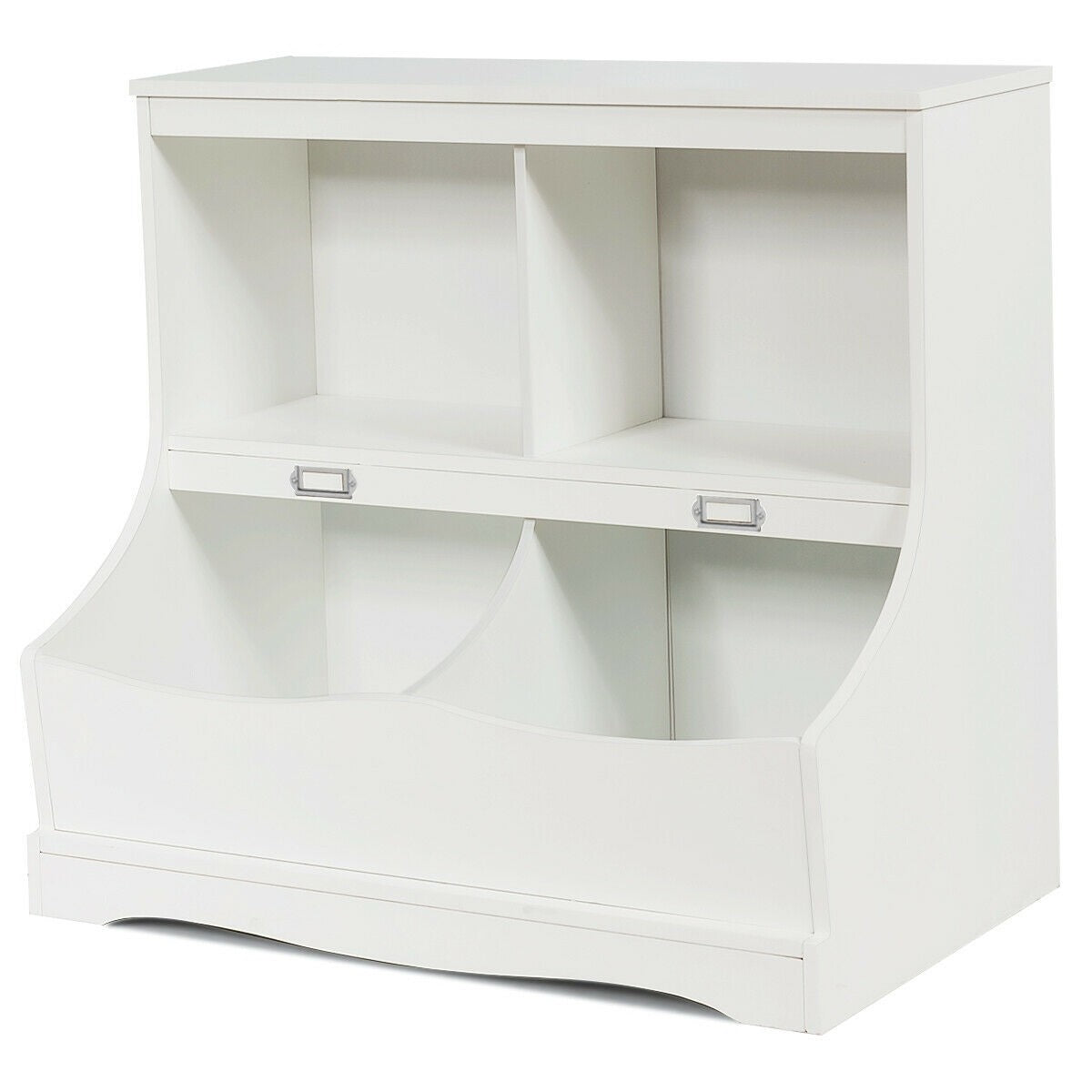 Costzon 4-Cubby Kids Bookcase with Footboard, Multi-Bin Children's Storage Organizer Cabinet Shelf