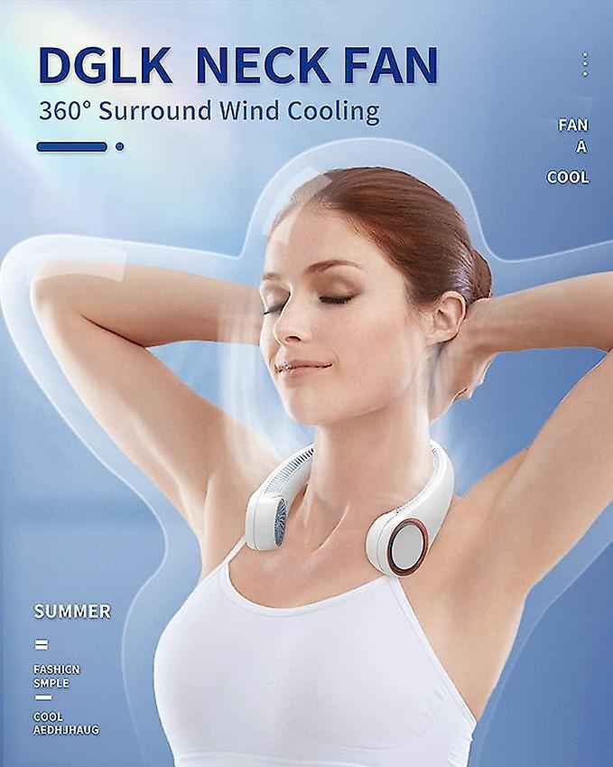 Bladeless Neck Fan 360 Cool， 4000mah Personal Fan， 3 Speeds For Outdoor Sports， Home， Office， Travel White