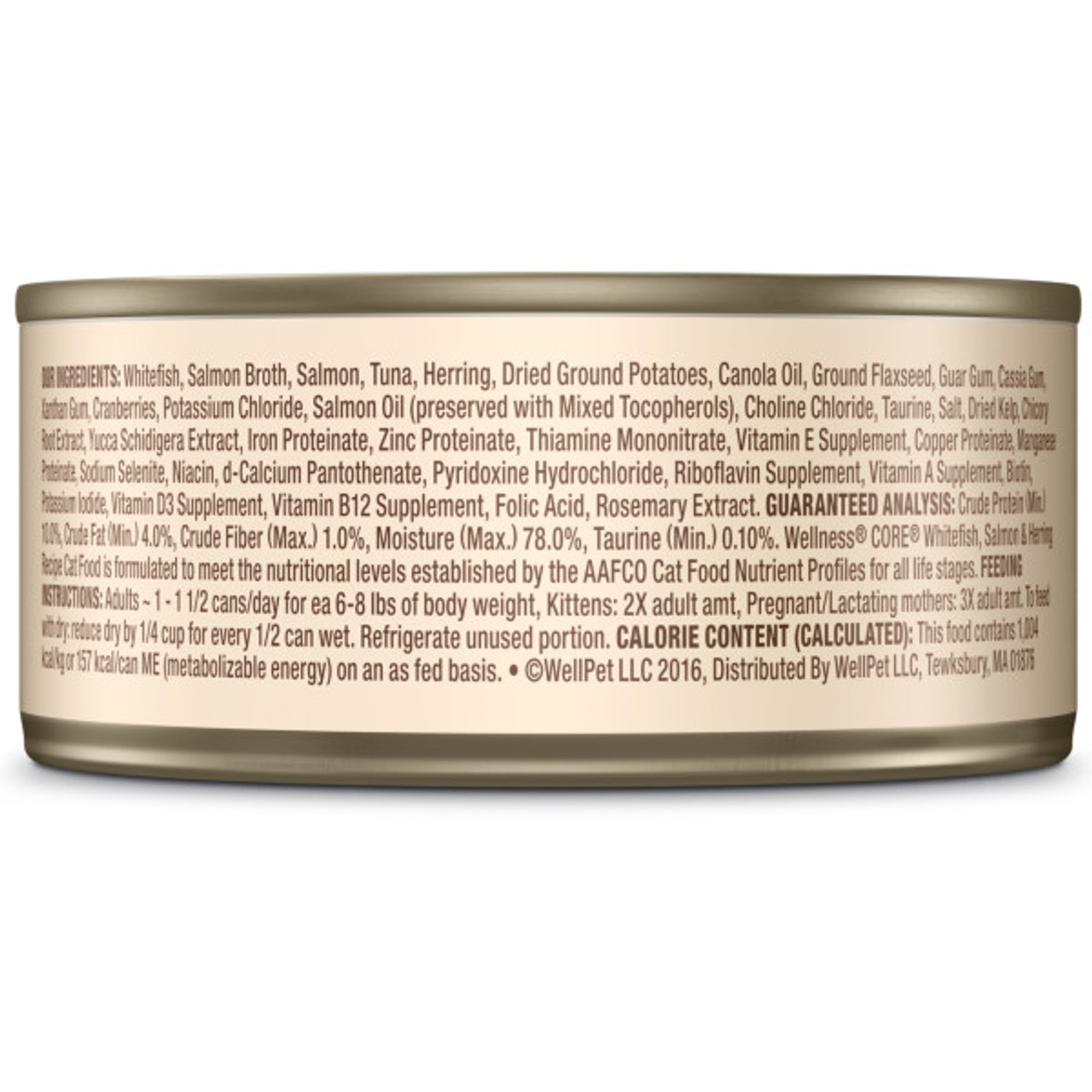 Wellness CORE Grain Free Salmon， Whitefish and Herring Canned Cat Food， 5.5 Oz