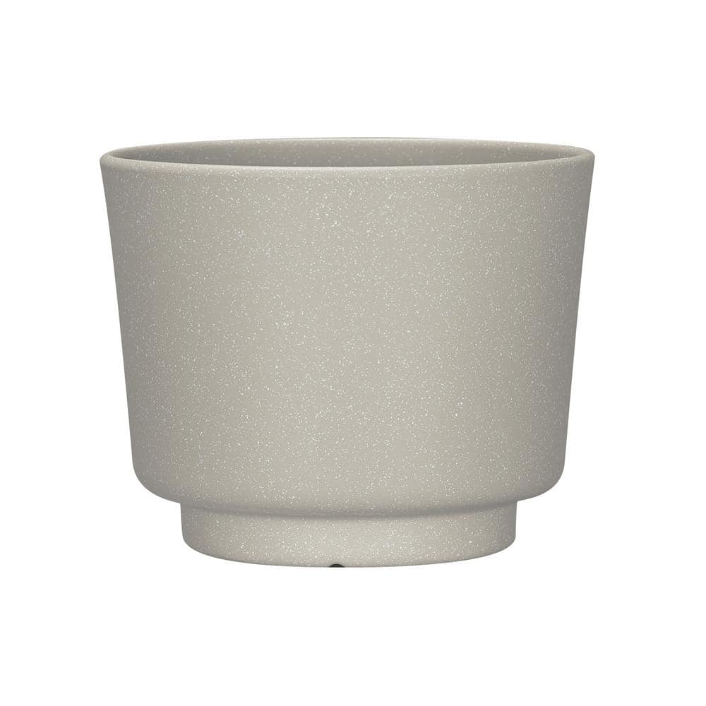 Vigoro 8 in. x 6.4 in. H Candace Sand Pedestal Resin Decorative Pot (8 in. D) with Drainage Holes PTJ7008PWJ