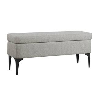 Homepop Large Modern Sustainable Gray Woven Storage Bench 17.5 in. H x 42 in. W x 14.5 in. D K8653-F2297