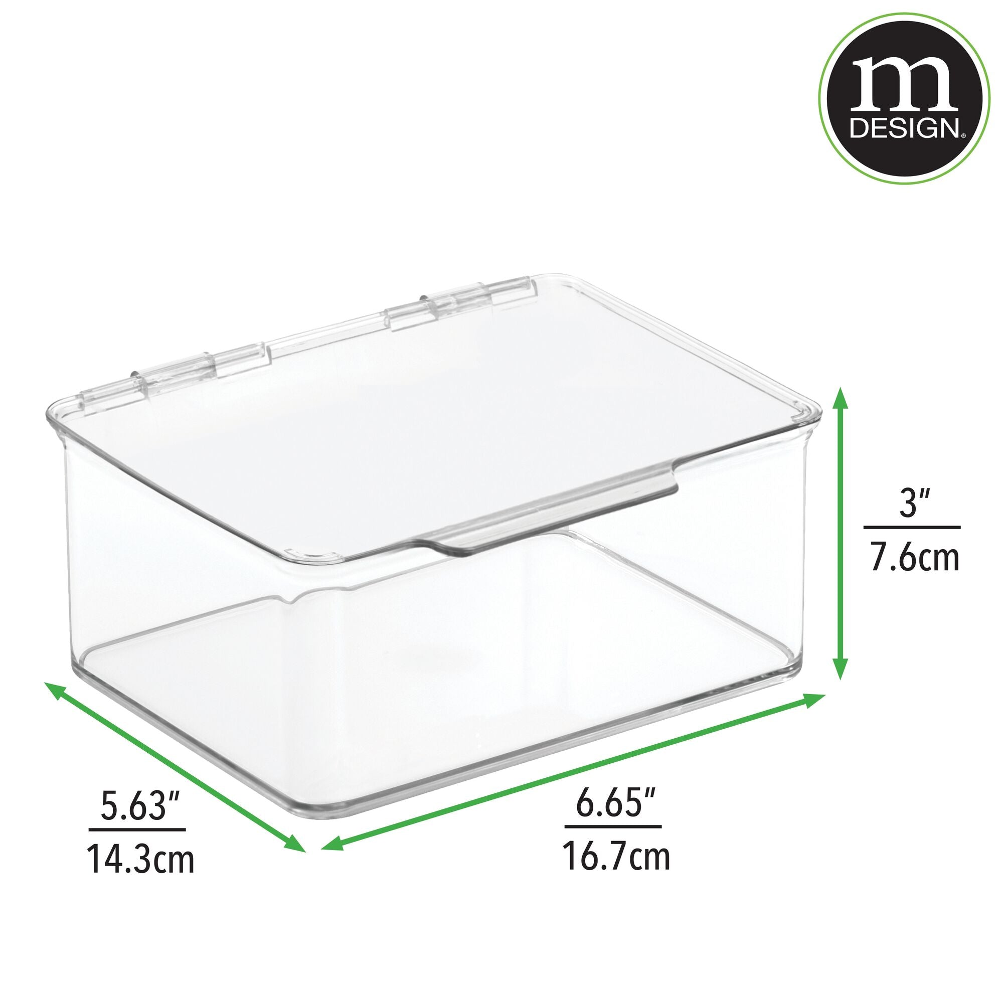 mDesign Plastic Stackable Kitchen Pantry Cabinet/Refrigerator Food Storage Container Box, Attached Lid - Organizer for Coffee, Tea, Packets, Snack Bars - Pack of 4, Includes 32 Labels - Clear