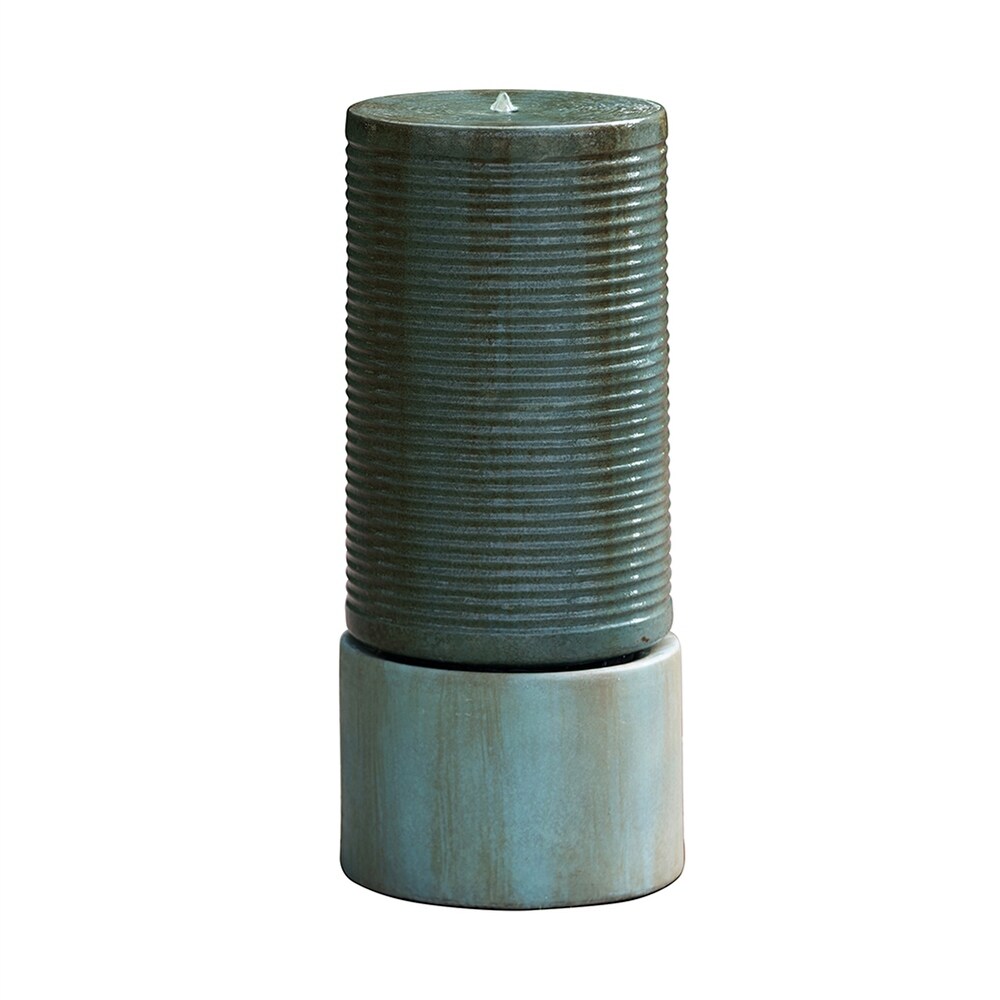 Large Round Ribbed Tower Water Fountain