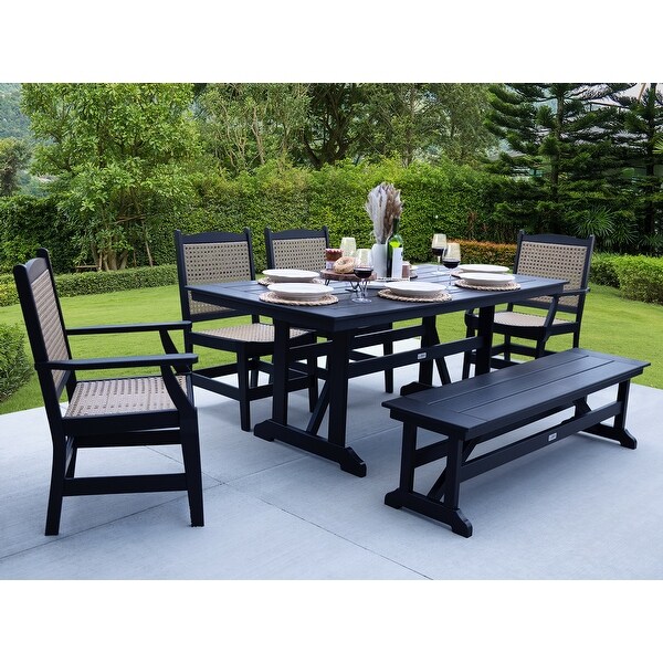 LuXeo Tuscany Woven Rattan Dining 6Piece Set