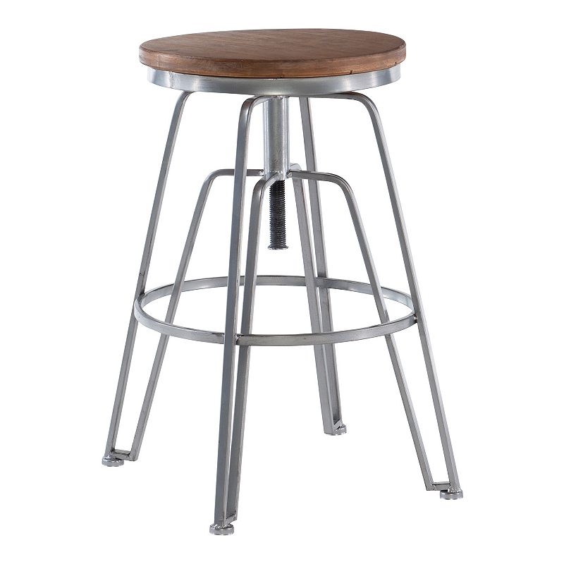 Linon Wood and Metal Industrial Adjustable Stool