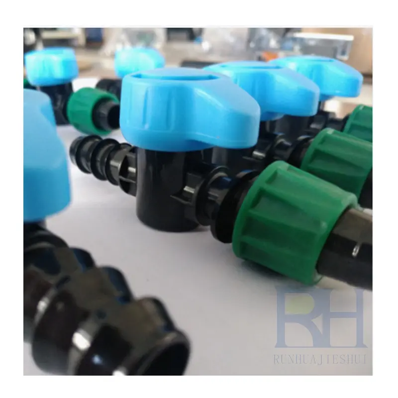 Water saving drip irrigation system plastic 16mm mini valve irrigation drip tape valve for garden and agriculture