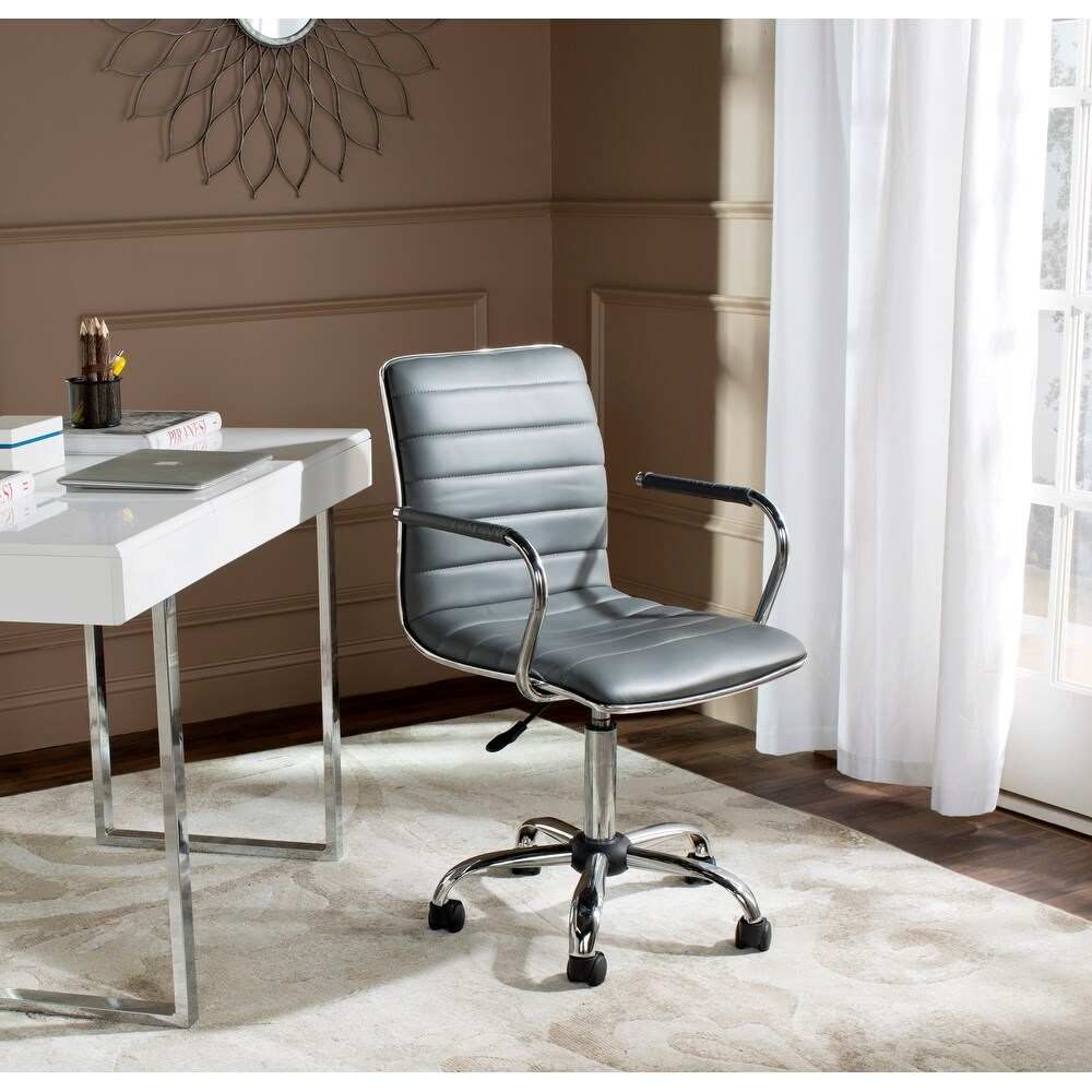 SAFAVIEH Jonika Grey Swivel Office Desk Chair   22.4\