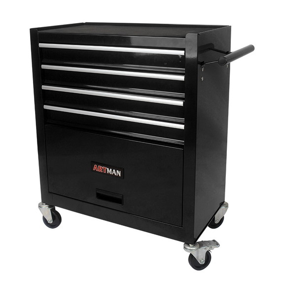 4 Drawers Multifunctional Tool Cart With Wheels Bl...