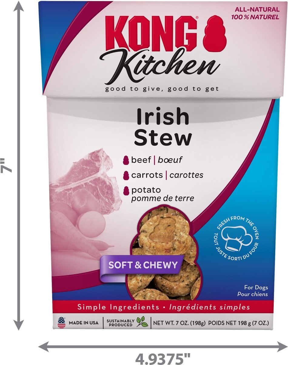 KONG Kitchen Irish Stew Grain-Free Beef Chewy Dog Treats， 7-oz box