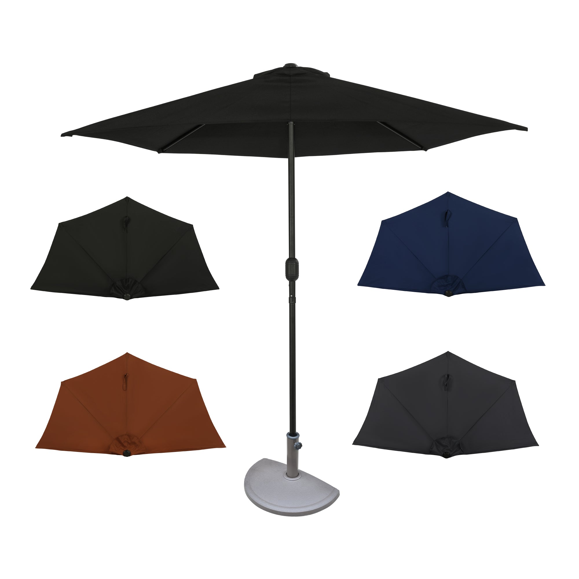 Lanai 9-ft Half Umbrella - Navy Blue - Polyester Canopy