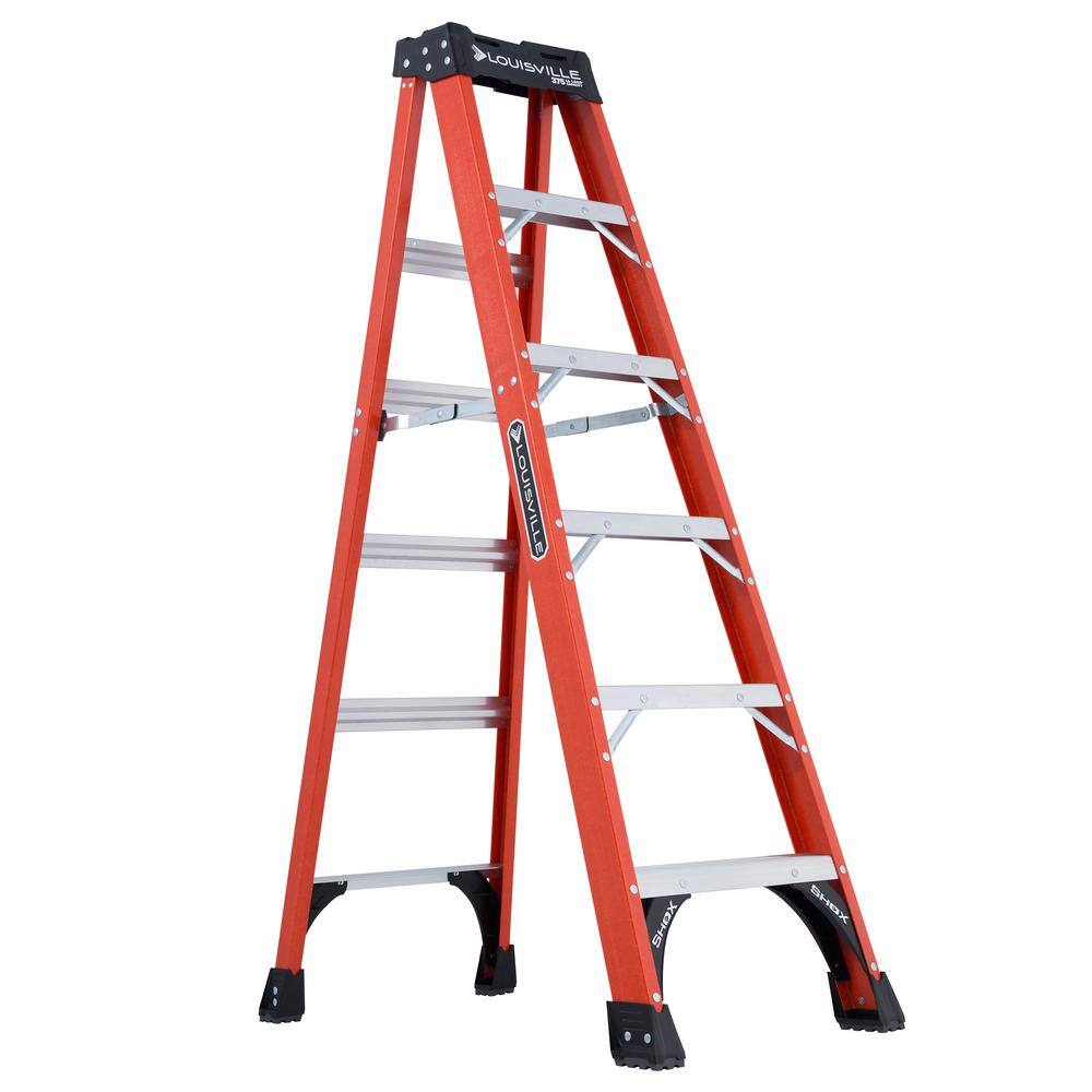 Louisville Ladder 6 ft. Fiberglass Step Ladder with 375 lbs. Load Capacity Type IAA Duty Rating FS1406HD