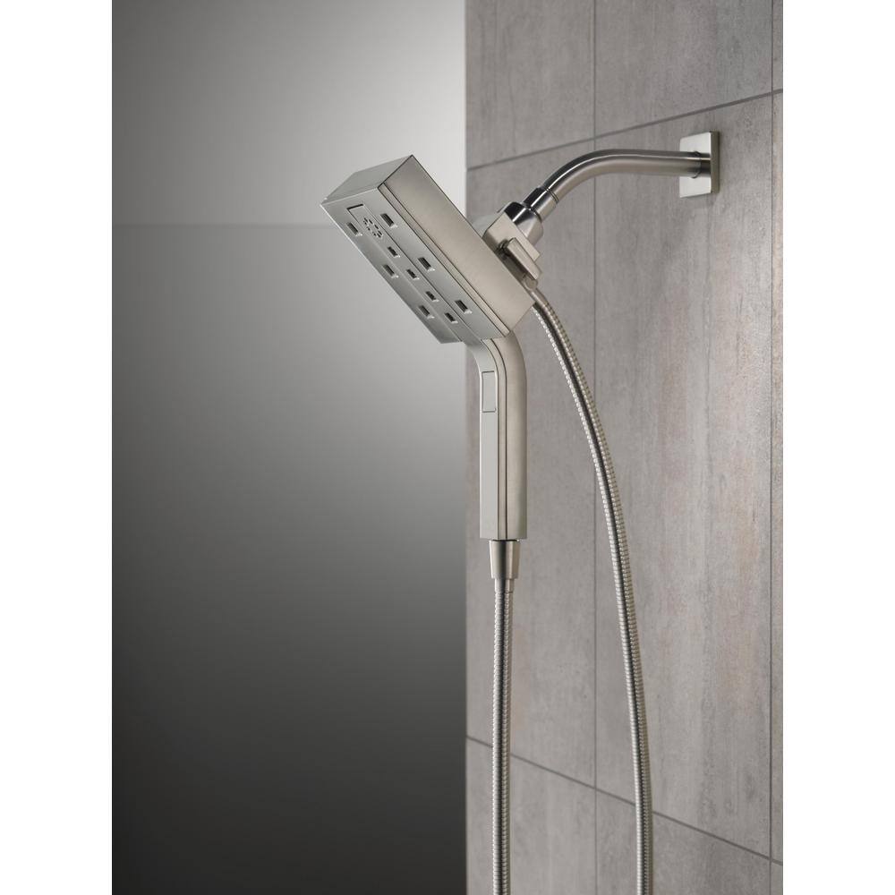 Delta In2ition 4-Spray Patterns 2.5 GPM 4.5 in. Wall Mount Dual Shower Heads in Lumicoat Stainless 58473-SS-PR25