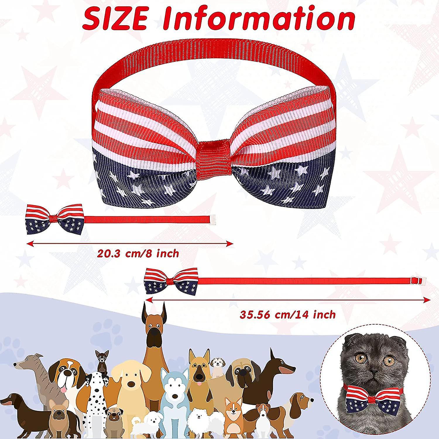 12 Pieces Pet Dog Neckties Adjustable Patriotic Dog Pet Neckties Flag Cat Tie For Dogs Puppy