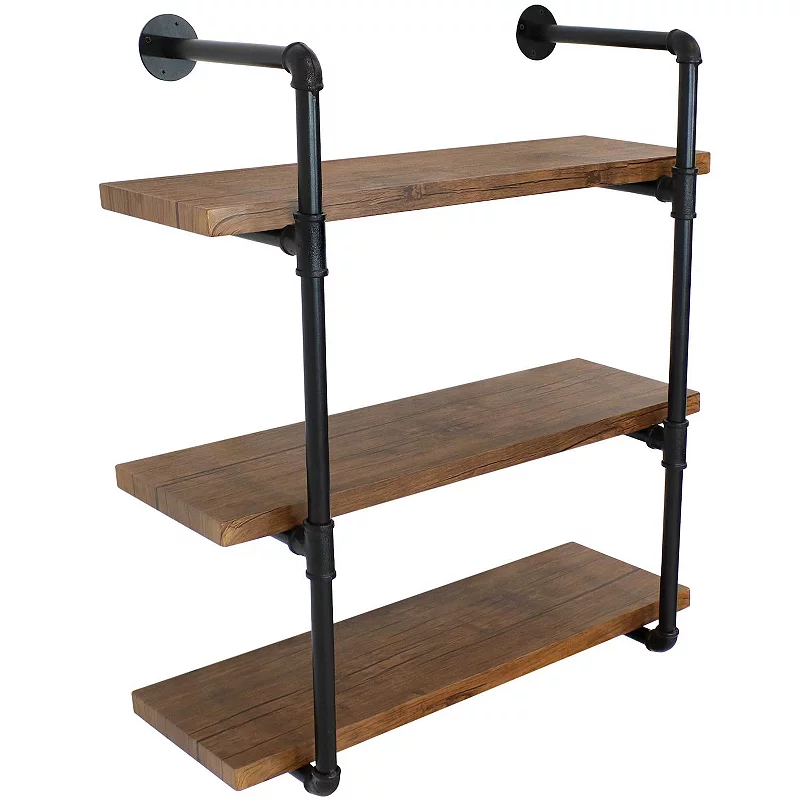 Sunnydaze 3-tier Industrial Bookshelf With Black Pipe Frame