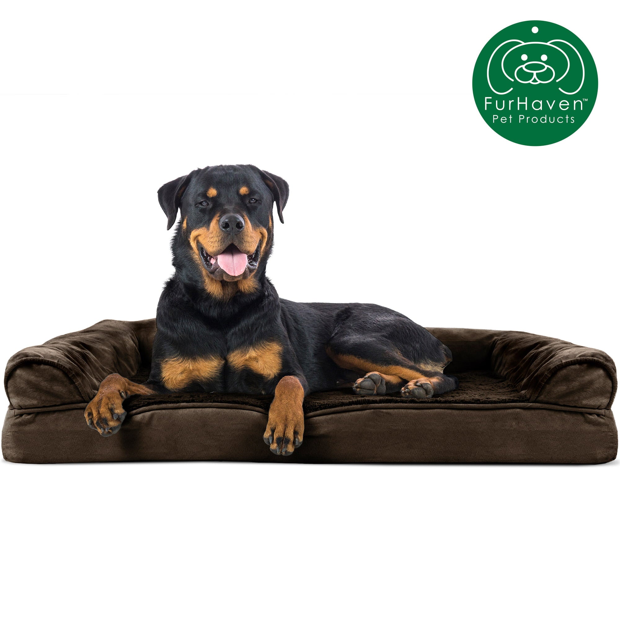 FurHaven | Orthopedic Ultra Plush Sofa Pet Bed for Dogs & Cats, Espresso, Jumbo