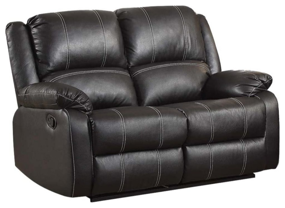 Faux Leather Metal Reclining Loveseat  Red   Contemporary   Loveseats   by Simple Relax  Houzz