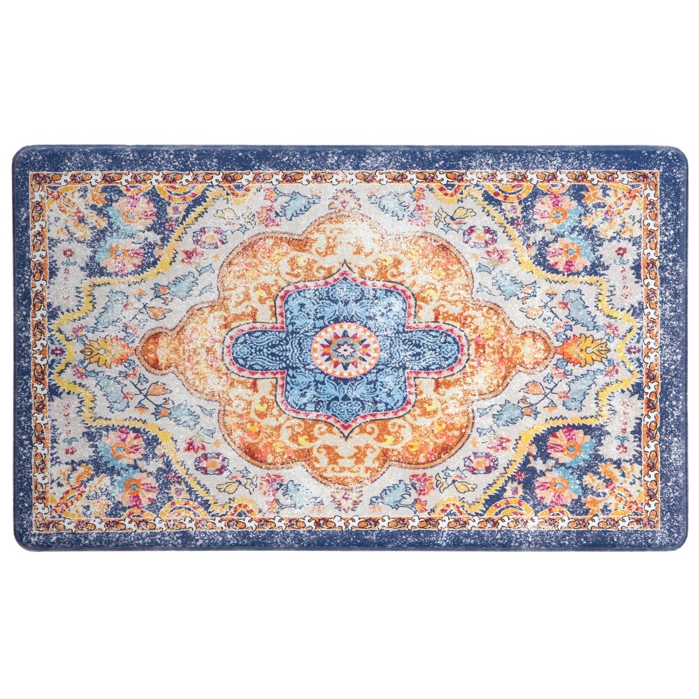 World Rug Gallery Distressed Bohemian Vintage Anti fatigue Standing Mat