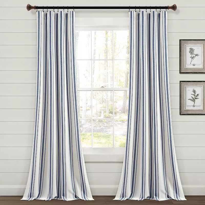 Lush Decor Farmhouse Stripe Yarn Dyed Set of 2 Window Curtain Panels