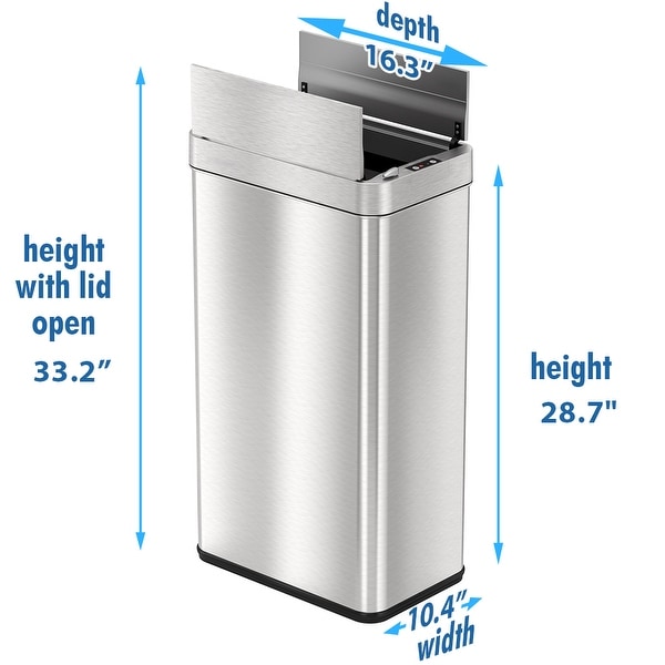 18 gal Wings Open Lid Sensor Garbage Can with AbsorbX Odor Filter and PetGuard， 68 Liter Automatic Stainless Steel Kitchen