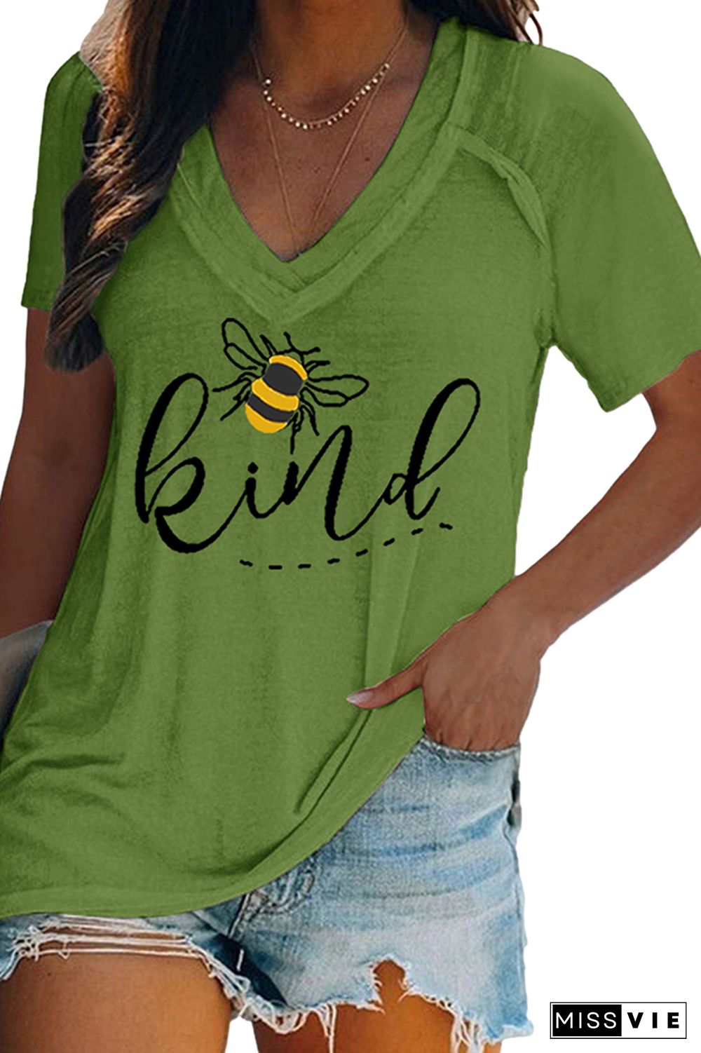 Bee Kind Print Graphic Tees for Women Wholesale Short Sleeve T shirts Top