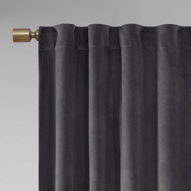 Set Of 2 Bryce Poly Velvet Room Darkening Curtain Panels