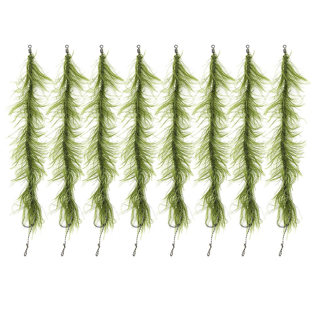 8pcs Carp Fishing Tied Hair Rigs Nylon Green Grass Line Combination Barbed Hooks2#