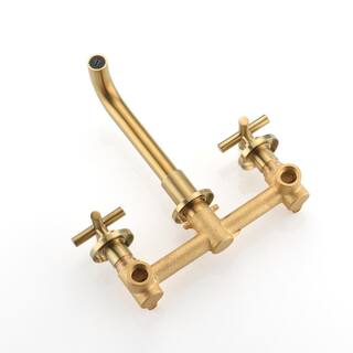 Nestfair Double Cross Handle Wall Mounted Bathroom Faucet in Gold DGP808BG