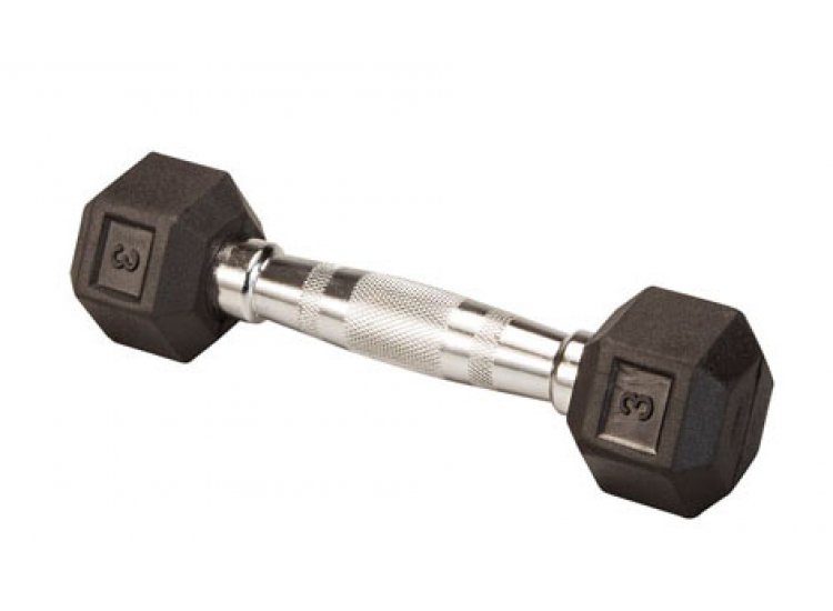 Body-Solid 3 lb Rubber Coated Hex Dumbbell