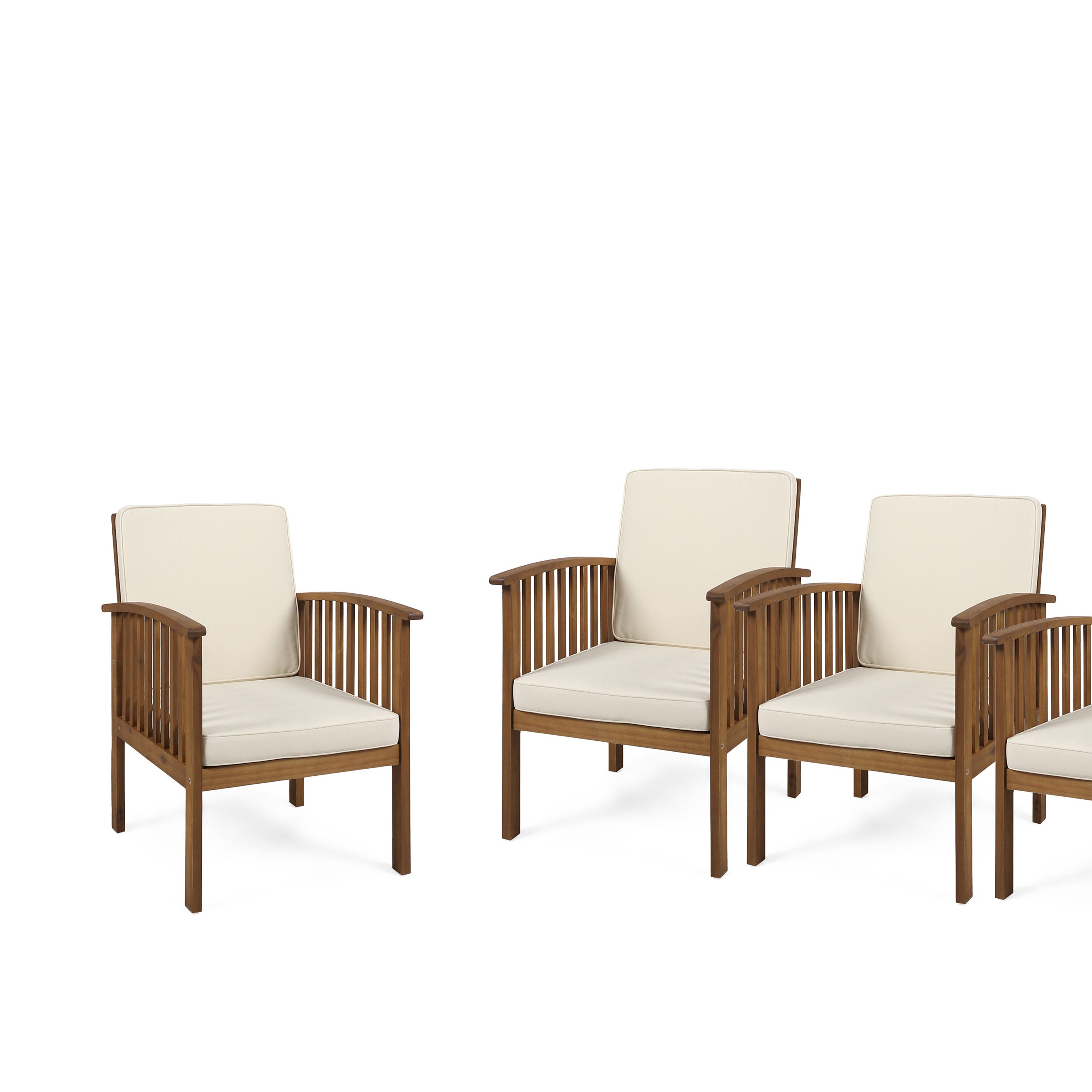 Ray Acacia Outdoor Acacia Wood Club Chairs w/ Cushions