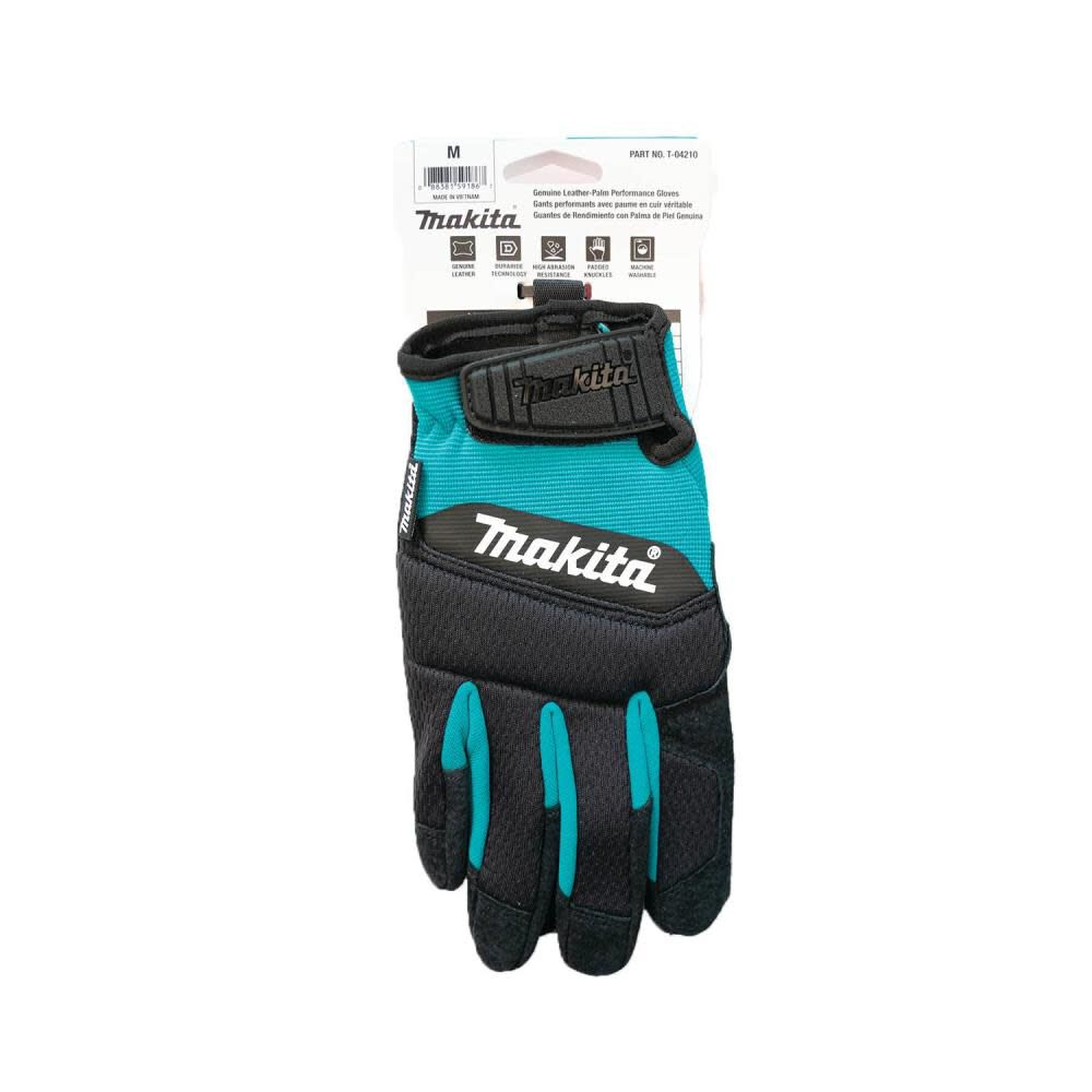 Makita Performance Gloves Genuine Leather Palm Medium T-04210 from Makita