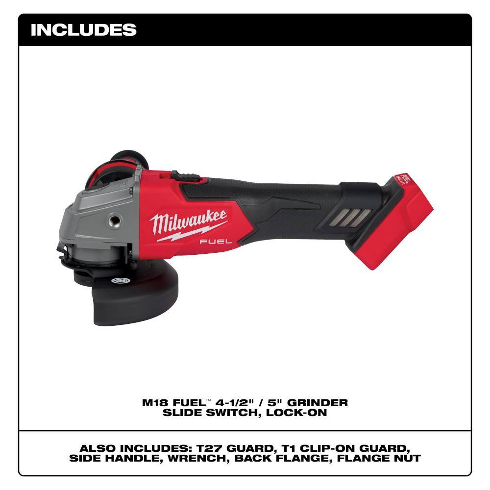 MW M18 FUEL 18V Lithium-Ion Brushless Cordless 4-12 in.5 in. Grinder with Slide Switch (Tool-Only) 2881-20