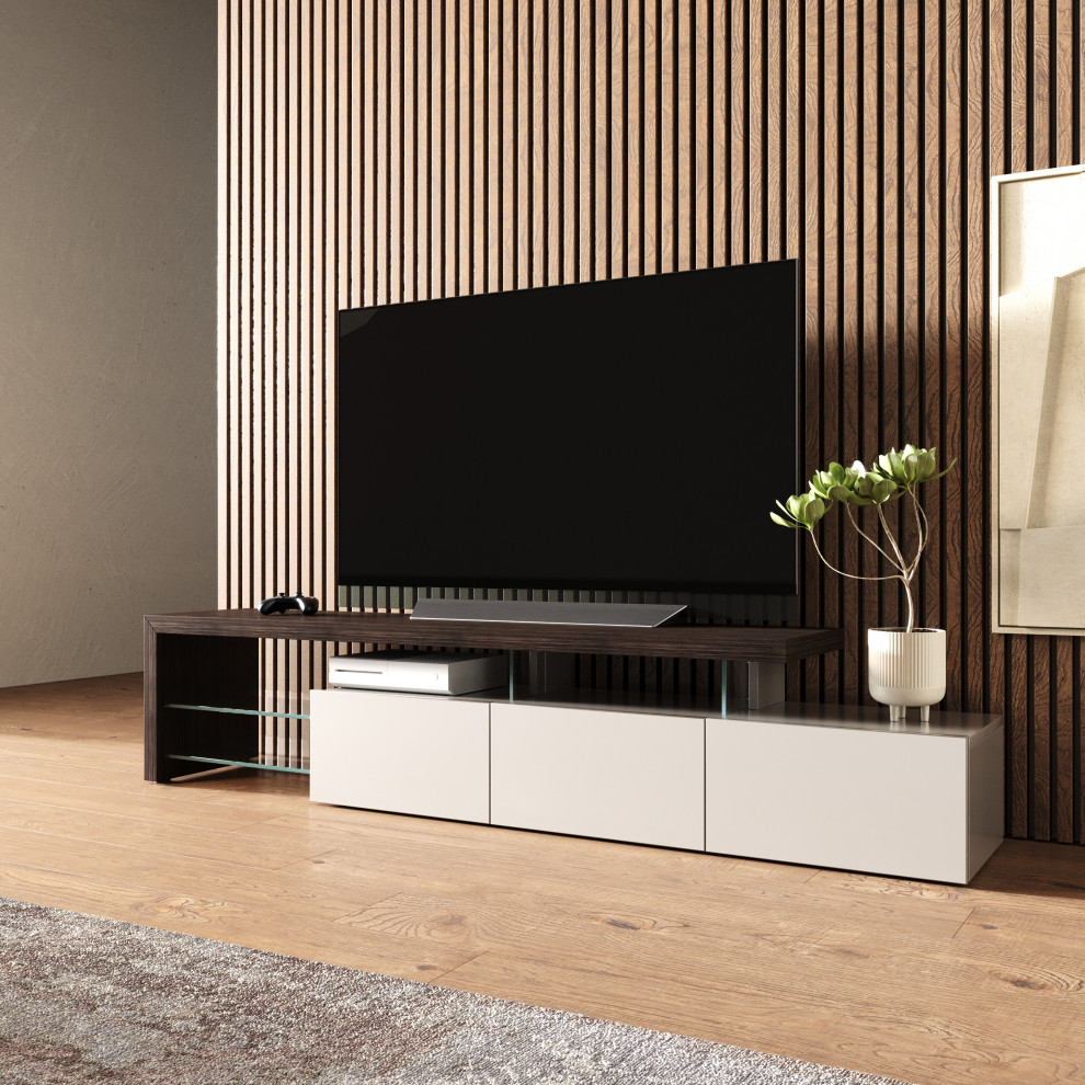 Modrest Loreta Modern Smoked Oak TV Stand   Transitional   Entertainment Centers And Tv Stands   by Vig Furniture Inc.  Houzz