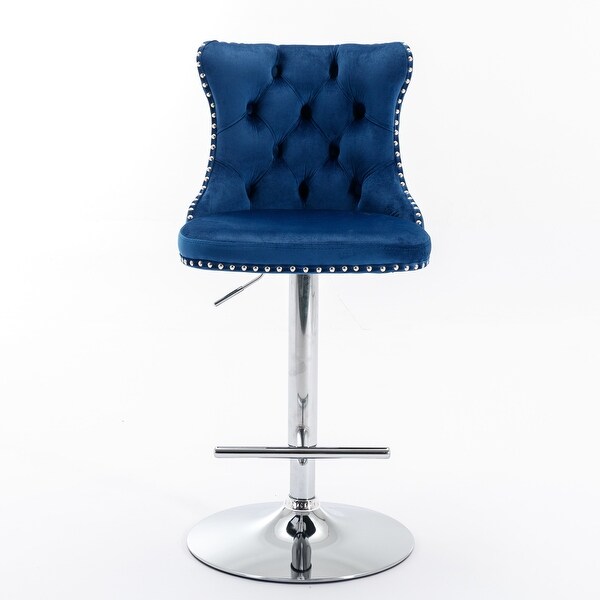 Swivel Velvet Barstools Adjusatble Seat， Modern Bar Chairs Comfortable Tufted