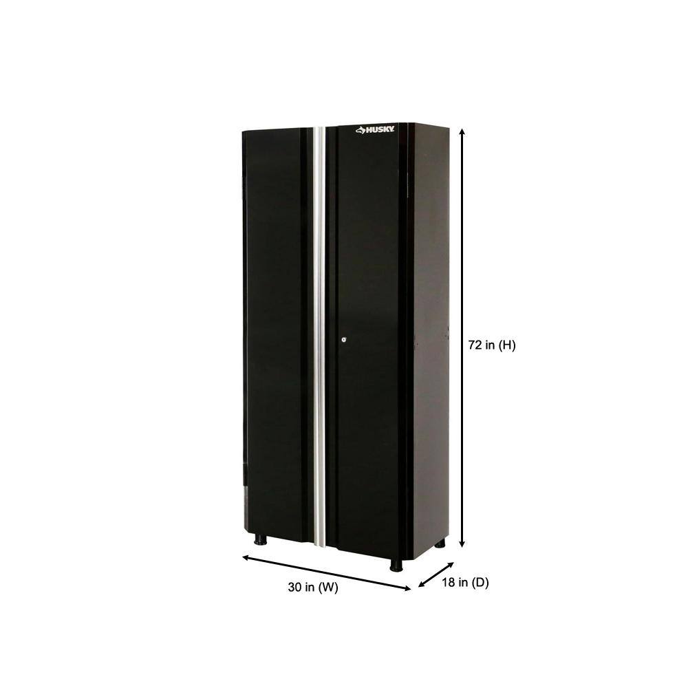 Husky Ready-to-Assemble 24-Gauge Steel Freestanding Garage Cabinet in Black (30 in. W x 72 in. H x 18 in. D) G3002T-US