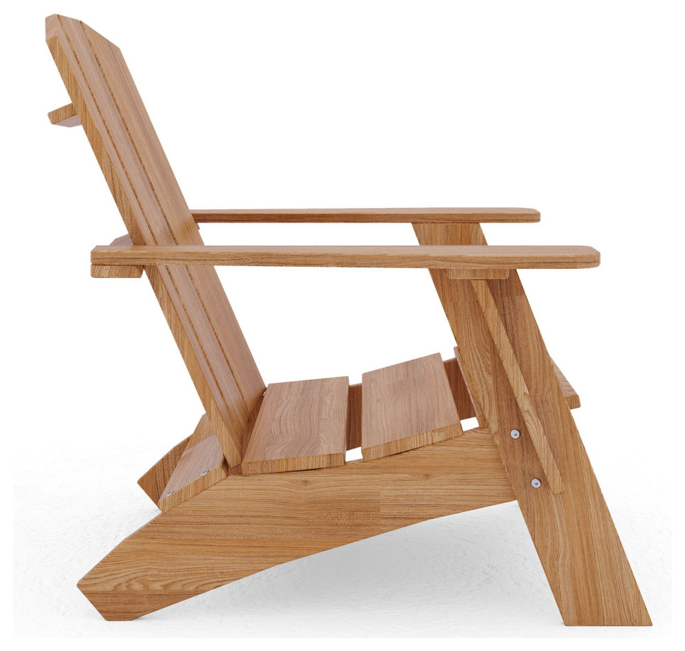 Aurele Teak Outdoor Adirondack Lounge Chair   Transitional   Adirondack Chairs   by Curated Maison  Houzz