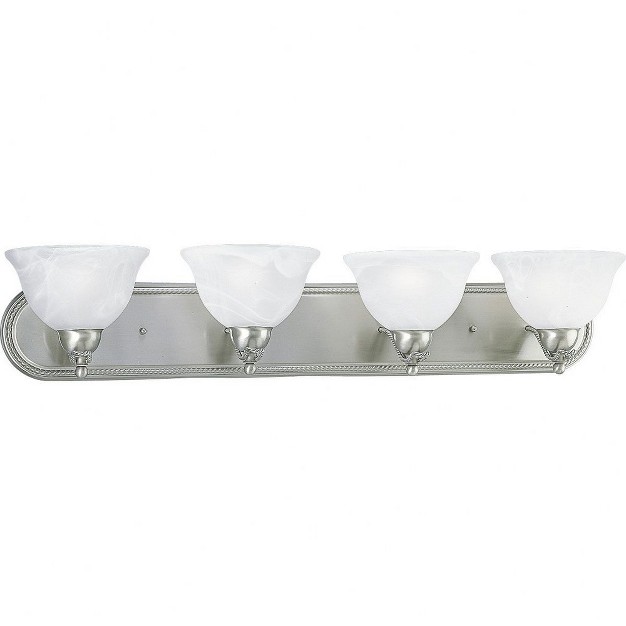 Progress Lighting Avalon 4 light Bath Bracket Brushed Nickel Alabaster Glass Shade