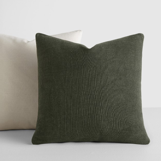 2 pack Cotton Slub Solid Throw Pillows And Pillow Inserts Set Olive amp Natural Becky Cameron Olive Natural