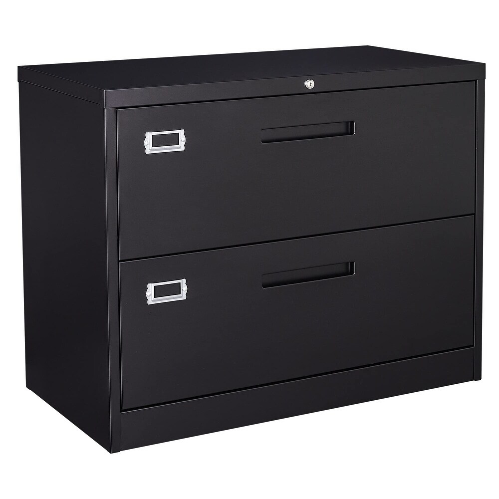 File Cabinet with Lock 2 Drawer Lateral File Cabinets for Legal/Letter A4 Size Metal Filing Cabinet