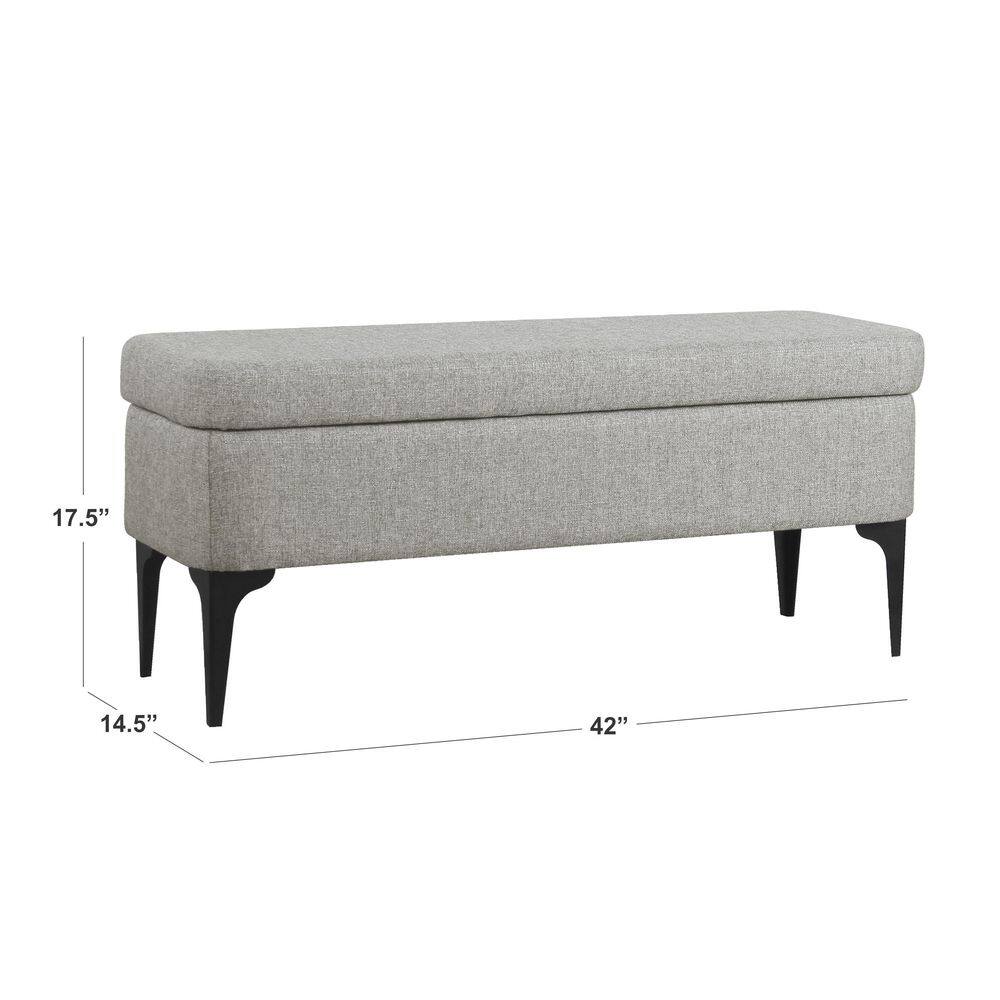 Homepop Large Modern Sustainable Gray Woven Storage Bench 17.5 in. H x 42 in. W x 14.5 in. D K8653-F2297