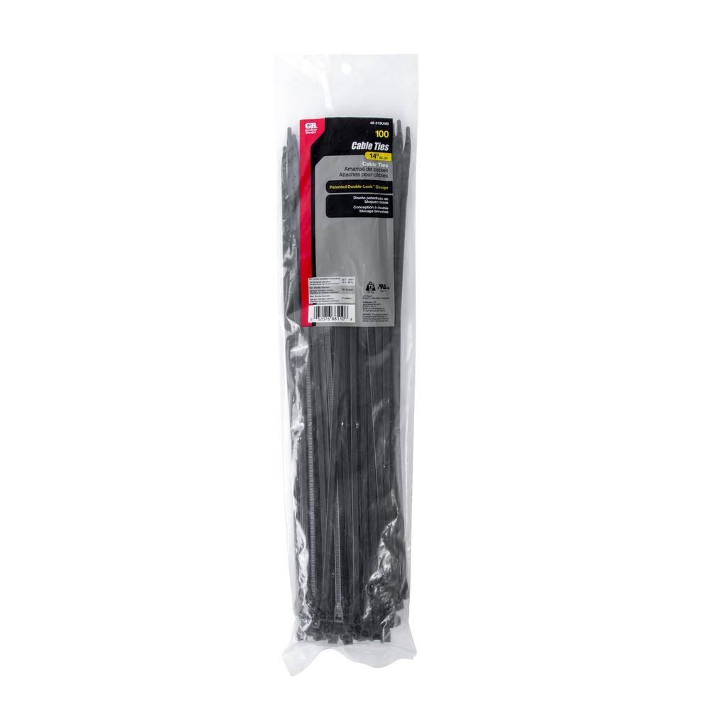 Commercial Electric 14 in. Cable Tie 75 lb. Black (100-Pack) 46-315UVB