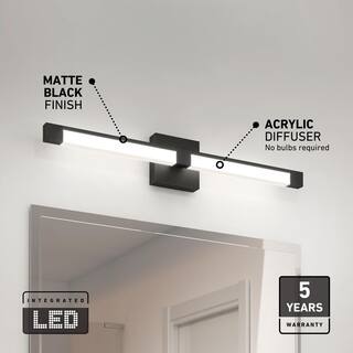 Artika Tivoli 27 in. 1-Light Integrated LED Matte Black Modern Bath Vanity Light Bar Wall Fixture for Bathroom Mirror VAN-TROC-HD2BL