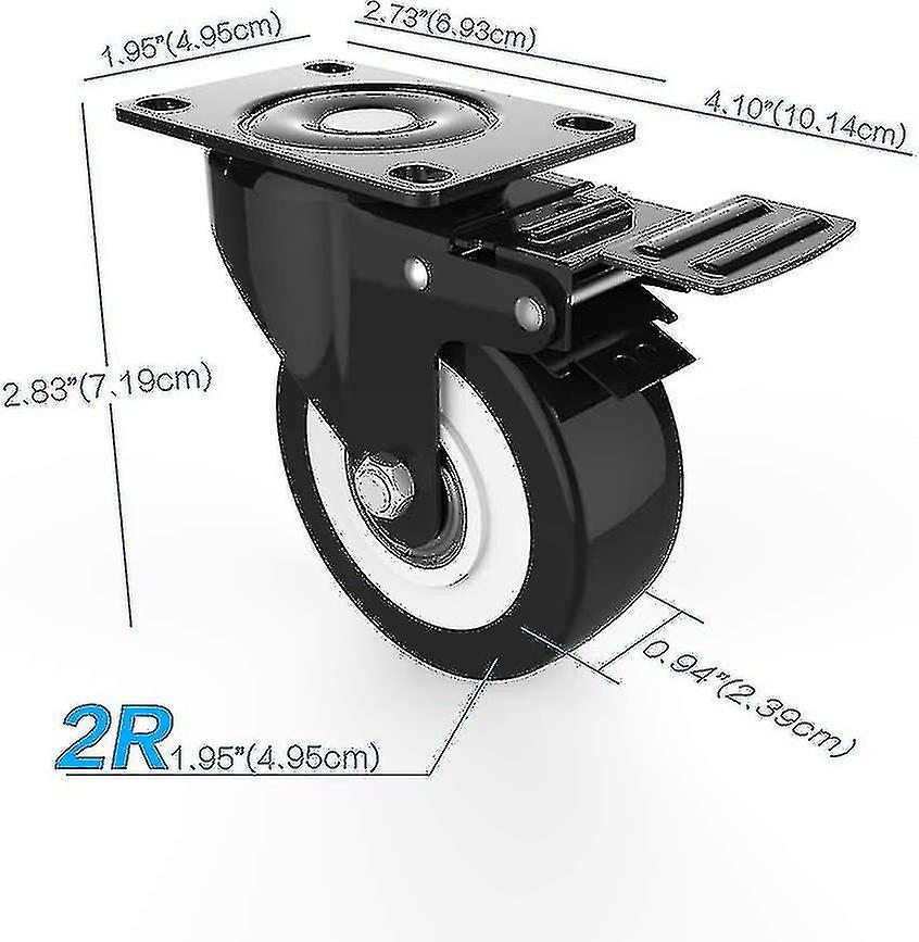 4 Pack 50mm Castors With Brake， 4 Pcs Swivel Castors For Furniture/transport， Furniture Casters， Heavy Duty Caster In 300kg Total Load Capacity Free S