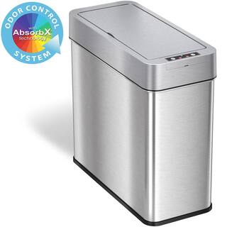 iTouchless 4 Gal. Slim Stainless Steel Sensor Trash Can with AbsorbX Odor Control Right Side Lid Open15 L Automatic Wastebasket SG04SSR