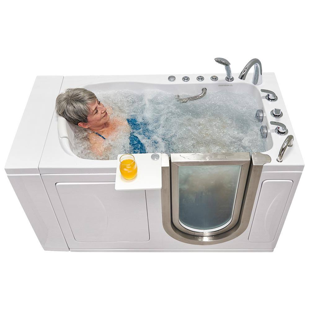 Ella Elite 52 in. Acrylic Whirlpool and Air Bath Walk-In Bathtub in White with Right Door Fast Fill Faucet 2 in. Dual Drain 931085P