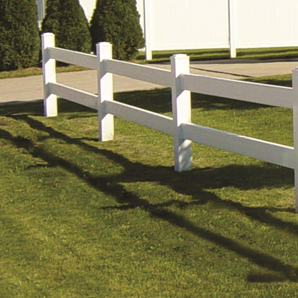 Barrette Outdoor Living 2-Rail 5 in. x 5 in. x 5 ft. White Vinyl End/Gate Fence Post 73025457