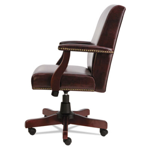 Alera Traditional Series Mid-Back Chair， Supports up to 275 lbs， Oxblood Burgundy Seat/Oxblood Burgundy Back， Mahogany Base (TD4236)