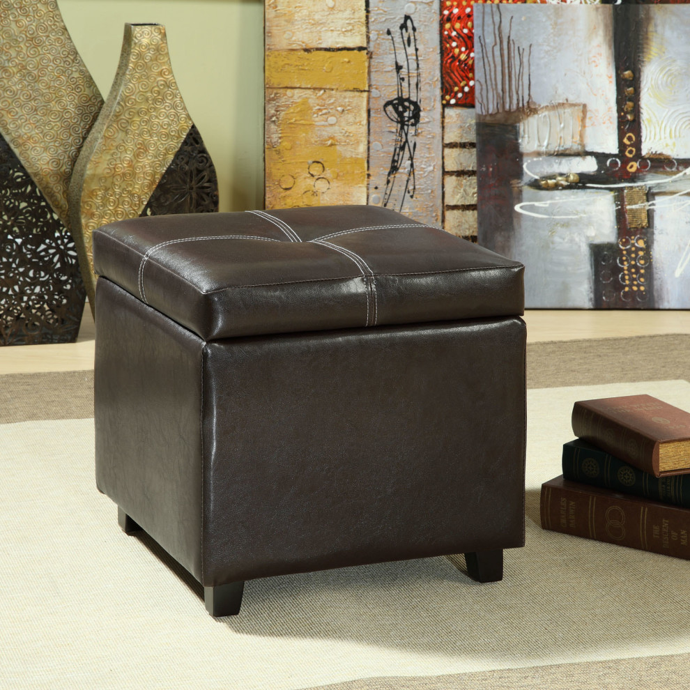 Luisa Upholstered Vinyl Ottoman   Contemporary   Footstools And Ottomans   by HedgeApple  Houzz